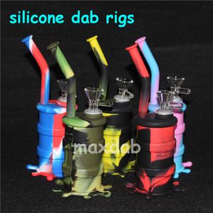 Rigs in silicone Dab Jar Bong pipe Silicon Oil Drum pipe ad acqua gorgogliatore bong