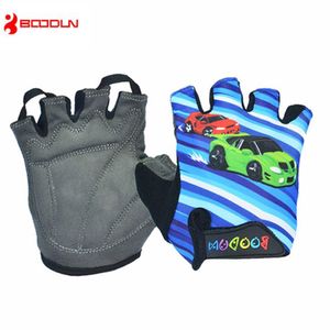 Boodun Marca Estate Ragazzi Ragazze Guanti da ciclismo Mezze dita Gel Pad Road Groves Mountain Bike Bicicletta MTB Chilrden Guanti Guanti Ciclismo