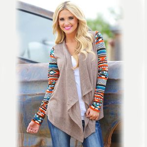 US Europe Style Women Cardigan Casual Patchwork Contrast Long Sleeves Outwear Thin Coat Top Clothing For Spring