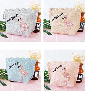 lace coin purse wallet for kids women flamingo money change pouch Cute small pu key case portable hand bag storage bags