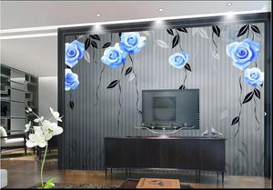 Оптовая продажа-3D фото обои пользовательские 3D настенные росписи обои Голубая роза старинные фон обои для стен 3d papel de parede