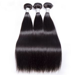 10A Grade mänskliga hårbuntar 3 buntar Straight Virgin Hair Extension Indian Peruvian 130% Densitet Virgin Hair