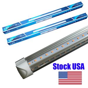 V-Shaped 2ft 3ft 4ft 5ft 6ft Led Tubes T8 Integrated 8ft Led Tubes Double Sides SMD2835 Led Fluorescent Lights 100-277V Stock In US