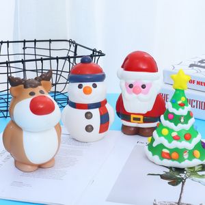 Julgran Santa Claus Elk Snowman Squishy Slow Rising Kawaii Squish Soft Animal Squeeze Antistress Kids Leksaker