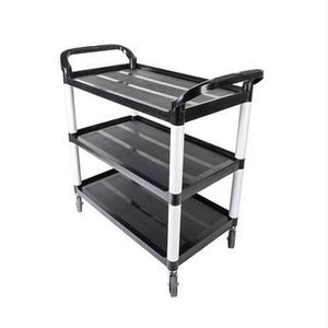 Multifunction Portable Three-layer Plastic Cart Black Home Storage & Organization Trolley storage rack