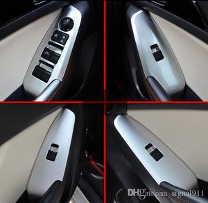 High quality ABS chrome 4pcs Car door window lift switch decorative scuff cover,guard panel For Mazda3 Axela 2014-2016