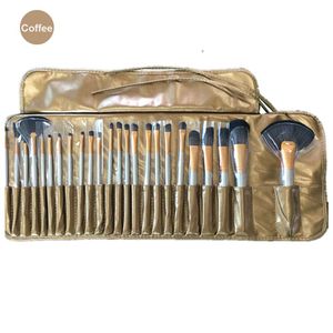 Fanshaped Escovas de escova da composição 24pcs Cosméticos ferramentas para Eye sombra marcador Blush Foundation com saco de PU 5 cores disponíveis DHL grátis