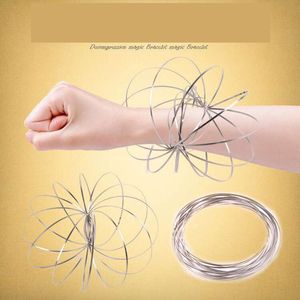 Stainless Steel Metal Magic Flow Ring Decompression Toys Holographic by While Moving Creates a Ring Flow Rainbow Toys Flow Bracelet