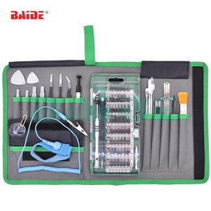 BAIDE 80 in 1 Tools Set Screwdrivers Bit With Oxford Cloth Antistatic Wrist Strap Tool Set for iPhone Cell Phone iPad Tablet PC 26set/lot