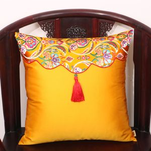 Patchwork Tassel Wedding Boże Narodzenie Dekoracyjne Okładki Poduszki Do Sofa Krzesła Poduszka Case Office Home Lumbar Pillow Chiński Jedwab Poszewka na poduszkę