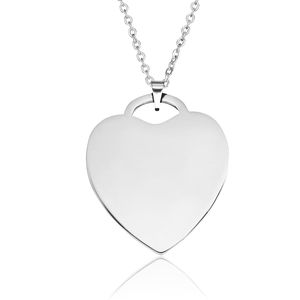 Colar de forma de coração colar em branco amor aço inoxidável de aço inoxidável polido personalizado gravura jóias diy acessório para colares chaveiros