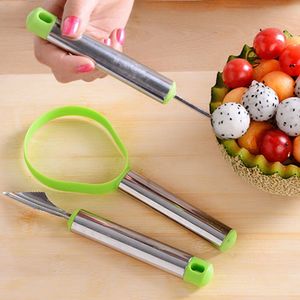 Stainless Steel Watermelon Cutter Set Fruit Carving Tools Knife Melon Baller Scoop for Ice Cream Vegetable Cantaloupe Multi-functional Slicer