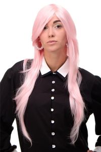 Perucas cosplay long feminina elegante feminina de cabelo ondulado rosa claro