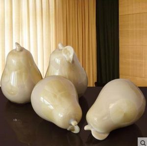 Biała ceramiczna gruszka Owoce Home Decor Rzemiosła Dekoracja Kawaii Ornament Porcelain Figurki Christmas Artykuły dekoracji