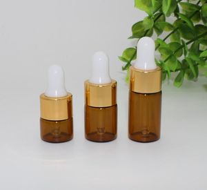 3ml Mini Empty Dropper Bottle Portable Aromatherapy Esstenial Oil Bottle with Glass Eye Droppers amber and clear colors