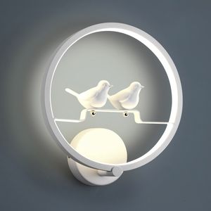 Round Birds Wall Lamps Bedroom Bedside Wall Light Minimalist Modern Living Room Lamp Stairs Aisle Sconces Light Fixture