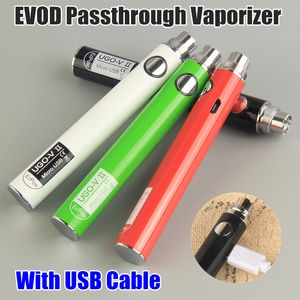 Authentic UGO V II 650 900mAh EVOD Ego 510 thread Battery 8colors micro USB Charge Passthrough vape batteries with USB Cable 100% Oringinal