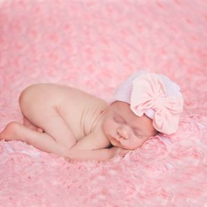 Newborn Baby Big Bow Hat Caps Мягкие хлопчатобумажные теплые головы моды бантик заголовок для младенцев милый голозер для волос аксессуары для волос KBH37