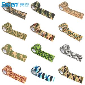 5 Rolo de Fita de Camuflagem Protetora Auto-adesiva Envoltório Tático Camo Form Multi-funcional Não-tecido Fita Adesiva Stealth Stretch Bandage