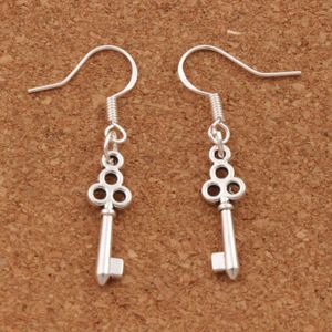 Kwiat Slim Key Kolczyki 925 Silver Fish Ear Hook 50 Par / Lot Dangle 6.5x39 mm Żyrandol Biżuteria E881