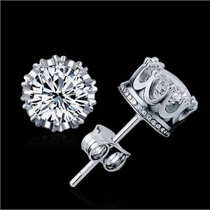 Серьги моды короны с Zircon Stud корейские украшения Серебро и золото Все 4 цвета