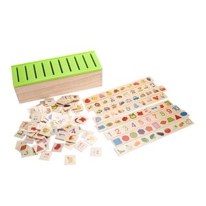 Holz Geschenkbox Puzzle großhandel-Kid Cognitive Puzzle Domino Spielzeug Holz Klassifikation Box Kind Eltern Kinder Spiel Montessori Frühe Pädagogische Spielzeug Geschenk