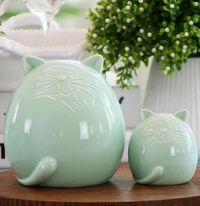 ceramic cute Totoro statue home decor crafts room decoration bedroom objects lucky cat porcelain animal figurine Children's gift