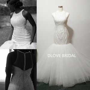 Delicate Embroidered Lace Vestido de Noivas Wedding Dress Real Photo High Neck Sleeveless Bridal Gown High Quality Factory Custom Made