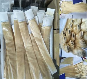 Elibess Brand100g 번들 직선 파발 금발 색상 613 처녀 인간 머리 조각은 처리되지 않은 러시아 머리 씨름 무료
