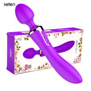 Leten intelligent uppvärmning silikon kroppsmassage vibratorer för kvinnor, uppladdningsbara AV sex leksaker dubbla funktioner, 10 mode massager y18102606