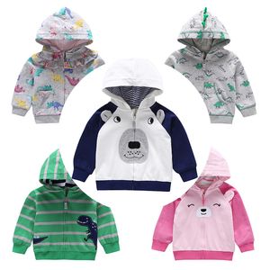 Baby Boy girls dinosaur Print Outwear cartoon animal Hooded Coat Kids Spring Autumn Clothes Boutique Cardigan Jacket 5 styles C5432