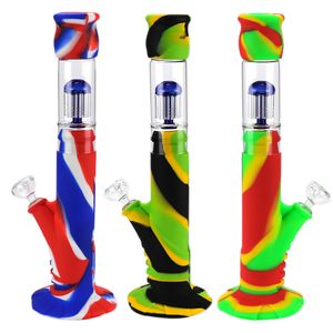 New Design Glass Bongs Glass Water Pipes Pyrex Water Bongs with glass bowl Colorful Beaker Bong Water Pipes Oil Rigs Filters silicone bong
