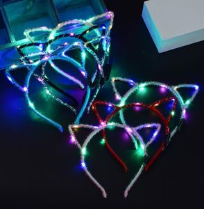 LED Light Up Cat Ear Headband Party Glowing Supplies Women Girl Flashing Hair band football fan concet fans cheer props gifts