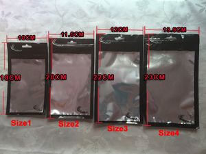 Confezione al dettaglio di 4 dimensioni Borsa con cerniera Custodia in plastica nera per Samsung Note 20 S23 S22 Iphone 15 14 13 12 11 XS MAX XR X 7 6 4.7 Custodia rigida in pelle per telefono 5.5