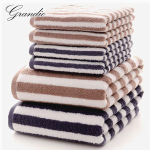 Großhandel-3 Pack 100% Baumwolltuch Set für Erwachsene 1 Stück Terry Badetuch 2 Stück Handtücher Waschlappen für Badezimmer Yoga Schwimmspa