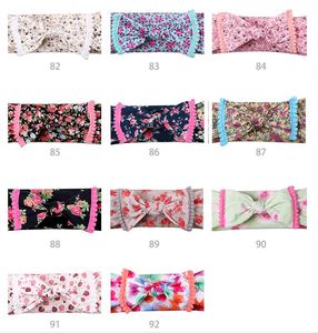 90 style cartoon floral baby headbands vintage flowers headwear kniit trimmed bowknot Hair Accessories infant photograph prop kids bow bands