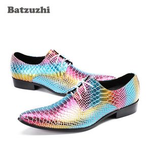 2018 New Zapatos Hombre Luxury Handmade Colorful Men's Dress Shoes Leather Pointed Toe Lace-up Rock Party and Wedding Men Shoes 44 45 46