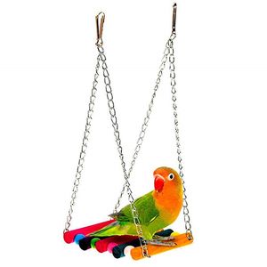 Colorato Pet Uccello Altalena Pappagallo Amaca Durevole Resistente al morso Gioca Giocattolo Addestramento Divertente Ecologico 11,8 * 10 cm