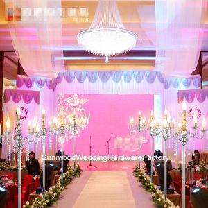 Işık ile Tall gümüş metal çiçek standı, akrilik dekor düğün centerpieces için koridor dekor