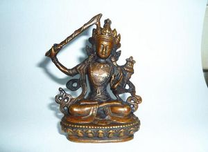 Venda por atacado - Tibet Budismo Bronze Copper Manjusri Kwan-Yin Bodhisattva Estátua de Buda