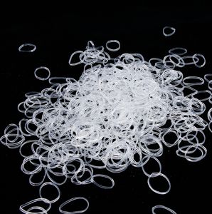 Wholesale 600 pcs Set Clear transparent Ponytail Holder Elastic Rubber Band Hair Ties Ropes Rings Elastic Rubber Useful Unisex Headwear