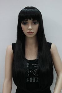 peruca de moda bonita peruca de cabelo longo preto em linha reta