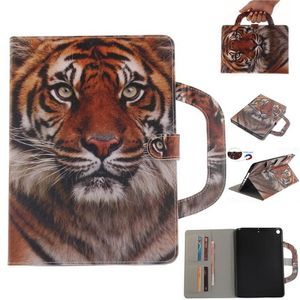 Hantera Flip Cover Stand Leather Wallet Color Drawing Color Drawing Tiger Lion Wolf Coque för iPad 5 6 8 9.7 Pro Mini 1234 Samsung