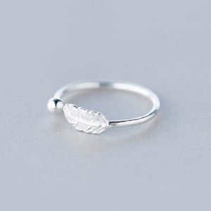 Anéis de penas de prata anéis de abertura dedo dedo dedo dedo dedo para as mulheres femme simples homme bijoux folha folhas bem jóias