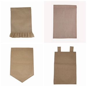 정원 장식 DIY BURLAP FLAG JUTE RUFFLES 마당 매달려 깃발 휴대용 블랭크 배너 부활절 버킷 4 디자인 WLL1863