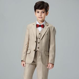 Customized boy handsome suit boy single-breasted suit three-piece suit (jacket + pants + vest) children's party graduation ceremony dress