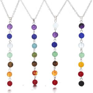 7 Collana Chakra con pietre Collane a catena a forma di Y Donna Yoga Reiki Chakra Perline di energia curativa Guarigione Bilanciamento Gioielli