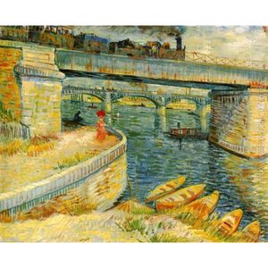 Wholesale vincent van gogh oil painting for sale - Group buy Handmade art oil painting Bridges Across The Seine At Asnieres Vincent Van Gogh picture for bedroom decor High quality