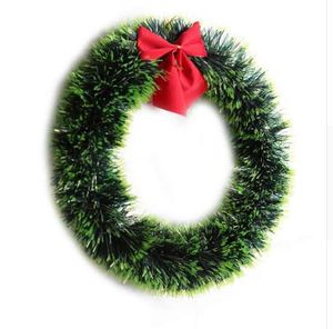 1 PC Boże Narodzenie zielony wieniec ozdobny girlanda z bowknot home decor (zielony)