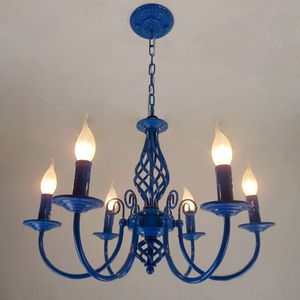 Śródziemnomorska lampa żyrandolowa tradycyjna restauracja malowane metalowe wiszące światło romantyczna europejska sypialnia salon żyrandol